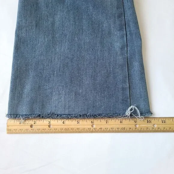 Sincerely Jules Women Junior 3/26 Jeans Blue Distressed Raw Hem Flare Grunge Y2K - Picture 13 of 13